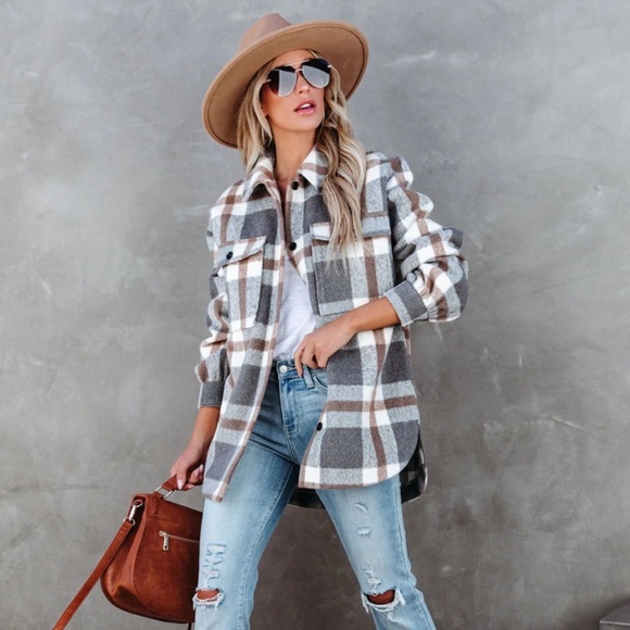 Vici Brinkley Plaid Wool Blend Shacket - Picture 1 of 9